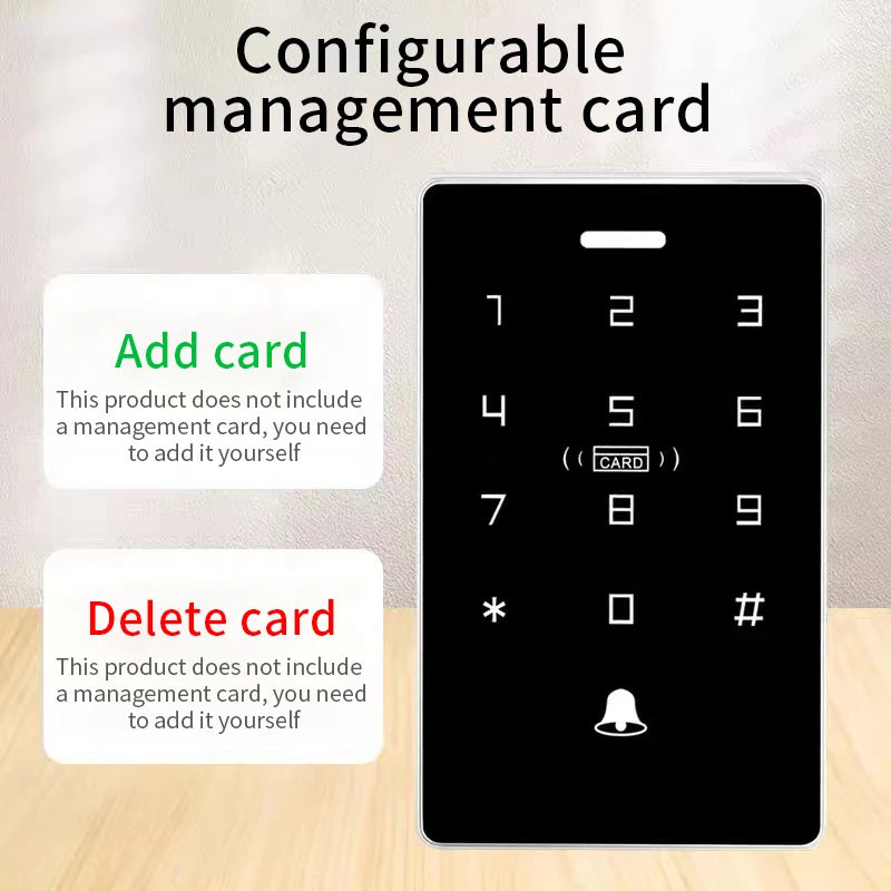 Touch Screen Backlight RFID Keypad Standalone Access Control 1000 User Wiegand Output 125KHz+13.56MHZ IP67 Waterproof Vue