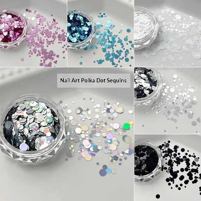 1-3mm Round Dot Shiny Nail Glitter Flakes Sequins DIY Salon Manicure Nail Art Decor Supply Vue