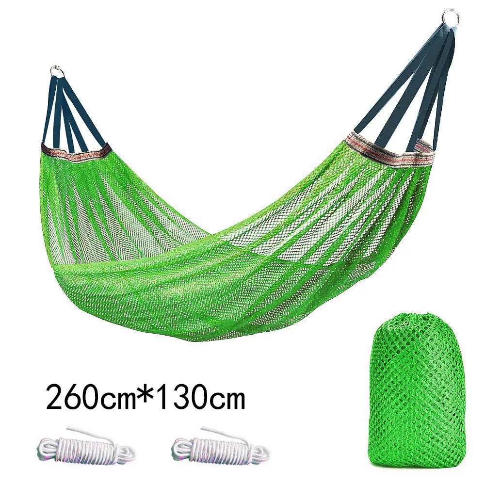 Portable Ice Silk Mesh Hammock Load-bearing 200KG With Storage Bag Leisure Swing Single Wide Hanging Bed Garden Vue Green