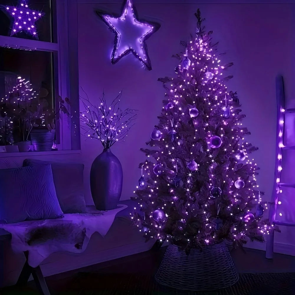 1PC 7M/12M/22M/32M Copper Wire Fairy Light String,Solar-powered,8 Lighting Modes,Used for Wedding,Indoor,Festival,Bedroom,Party Vue