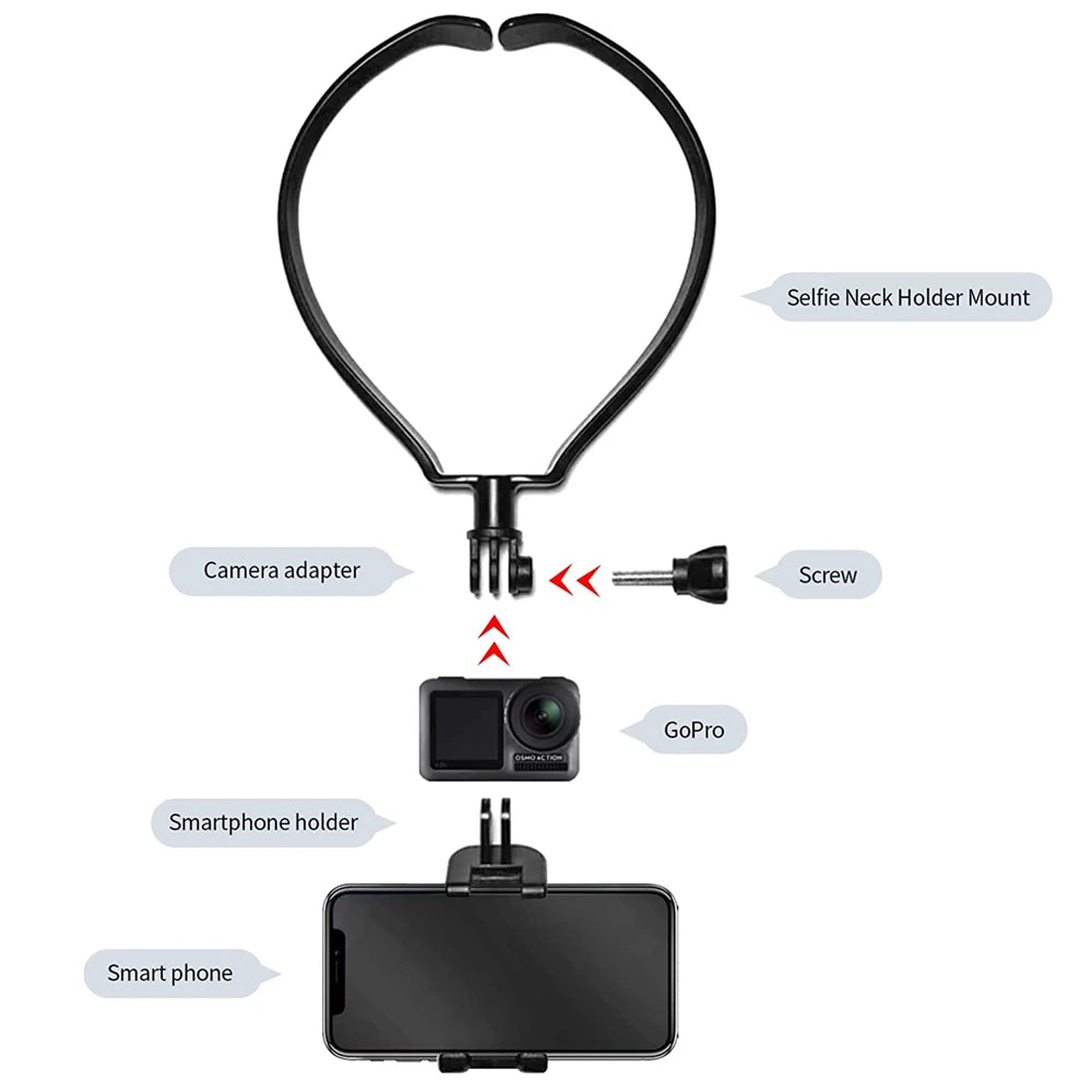 Neck Hold Mount Lanyard Strap for GoPro 11 10 9 8 7 6 5 Action Camera and Phone Video Shooting Smartphone Selfie Neck Holder Vue