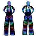 Full Color LED Robot Costume Remote Control Stilts Walker Suit with Excited Digital Screen DIY Text Image LOGO for Parties Vue Black material L