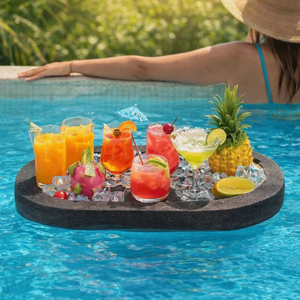 Multi-Function Swimming Pool Floating Tray Multi-Hole Stable Floating Drink Rack Waterproof Pool Drink Float Swimming Pool Vue