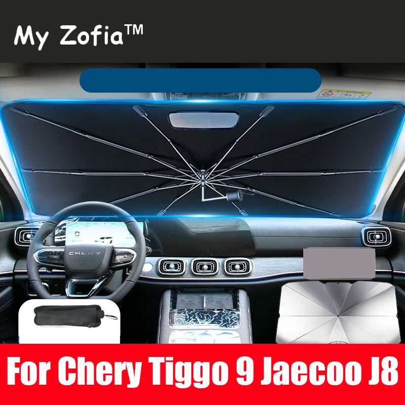 For Chery Tiggo 9 Jaecoo J8 2023 2024 2025 Car Windshield Sunshade Foldable Umbrella amry Front Heat Insulation Accessories Vue