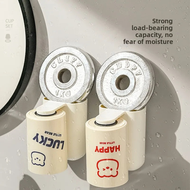 Magnetic Suction Toothbrush & Cup Holder Wall Mounted No Drilling Couple Toothbrush Rack Bathroom Accessories Vue