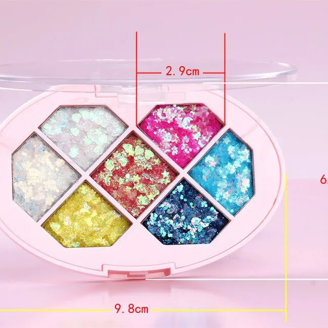 7 Colors Diamond Sequins Palette Shimmer Pigment Face Glitter Star Moon Makeup Fragment Vue