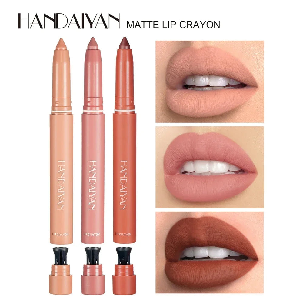 12 Colors Velvet Matte Lipsticks Waterproof Long Lasting Nude 2 IN 1 Stick on-Stick Cup Lips Makeup Tint Pen Daily Makeup Tools Vue