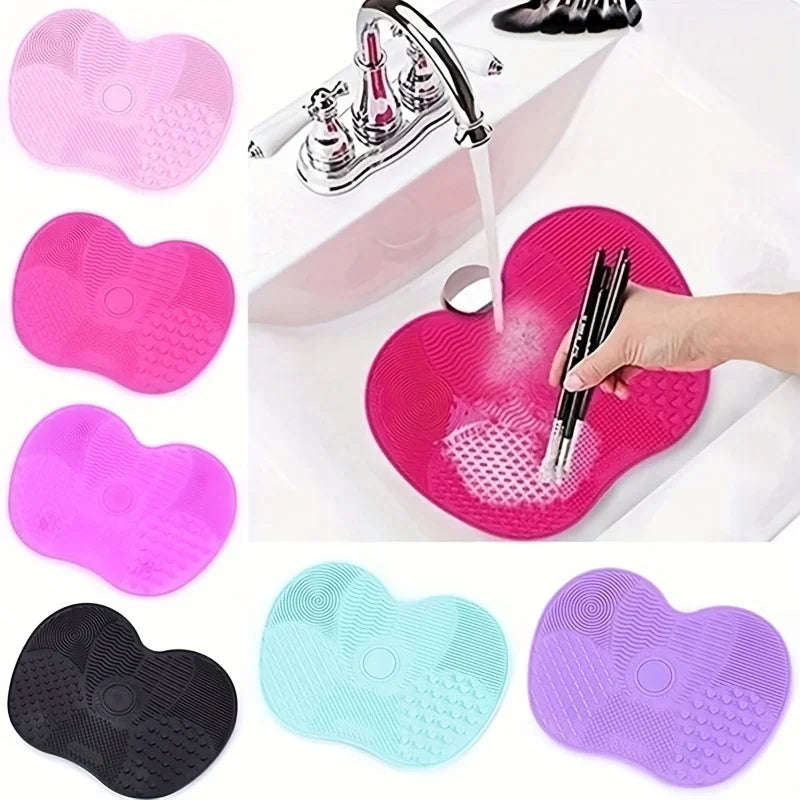 Makeup Brush Makeup Brush Cleaning Apple Shaped Cleaning Pad-Efficient &Mat With Suction Cup Portable & Reusable Silicone Vue