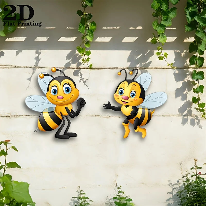 2D Flat Acrylic Bee Bohemian Wall Hanging Patio Fence Garden Perfect