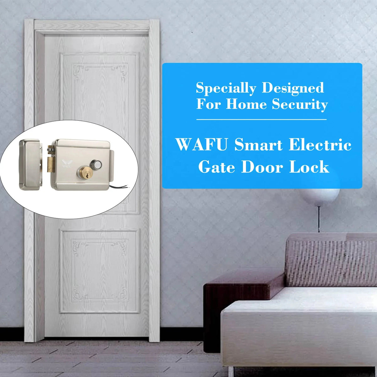 WAFU Smart Electric Gate Door Lock Secure Electric Metallic Lock Electronic Door Lock Door Access Control for Home Office Vue