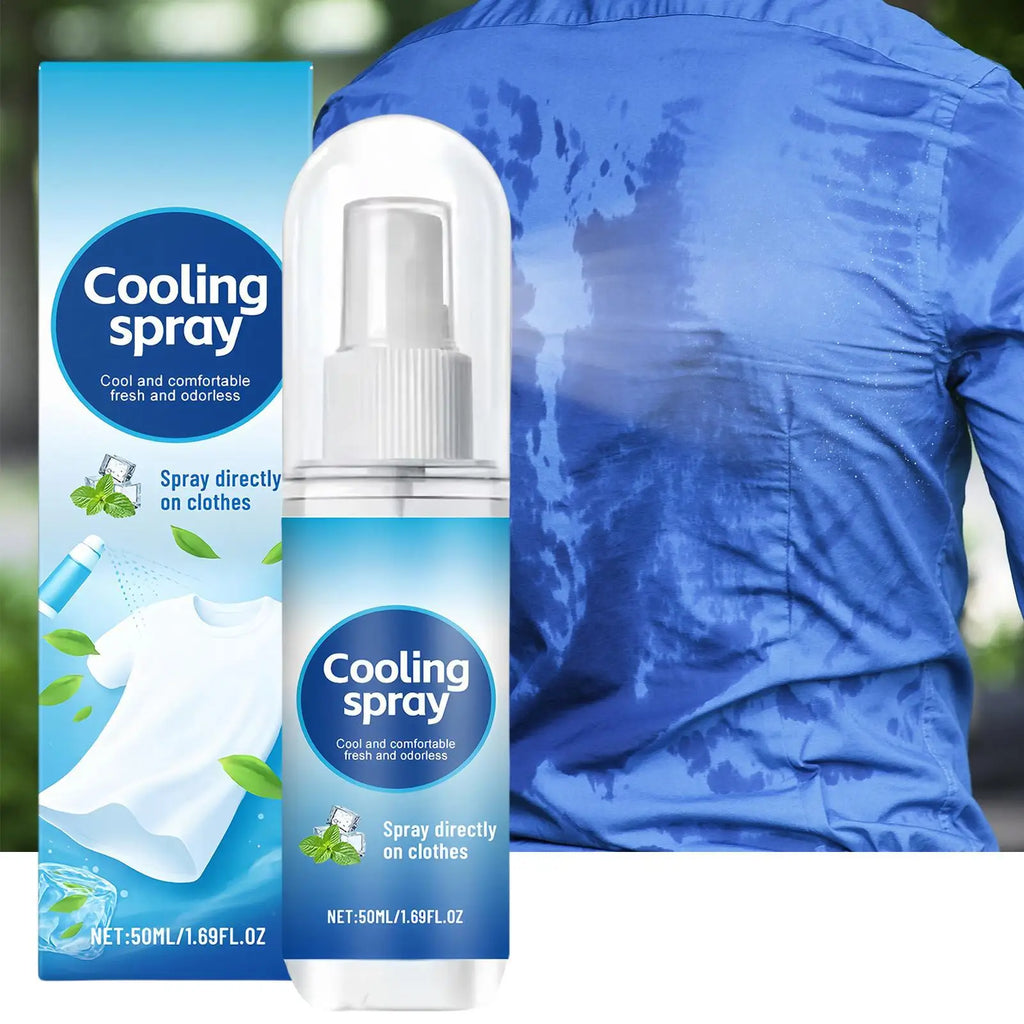 50ml Cooling Spray for Clothes, Refreshing Non-Greasy Non-Sticky Fabric Mist, Summer Cool Down for Travel Hiking Camping Gym Vue