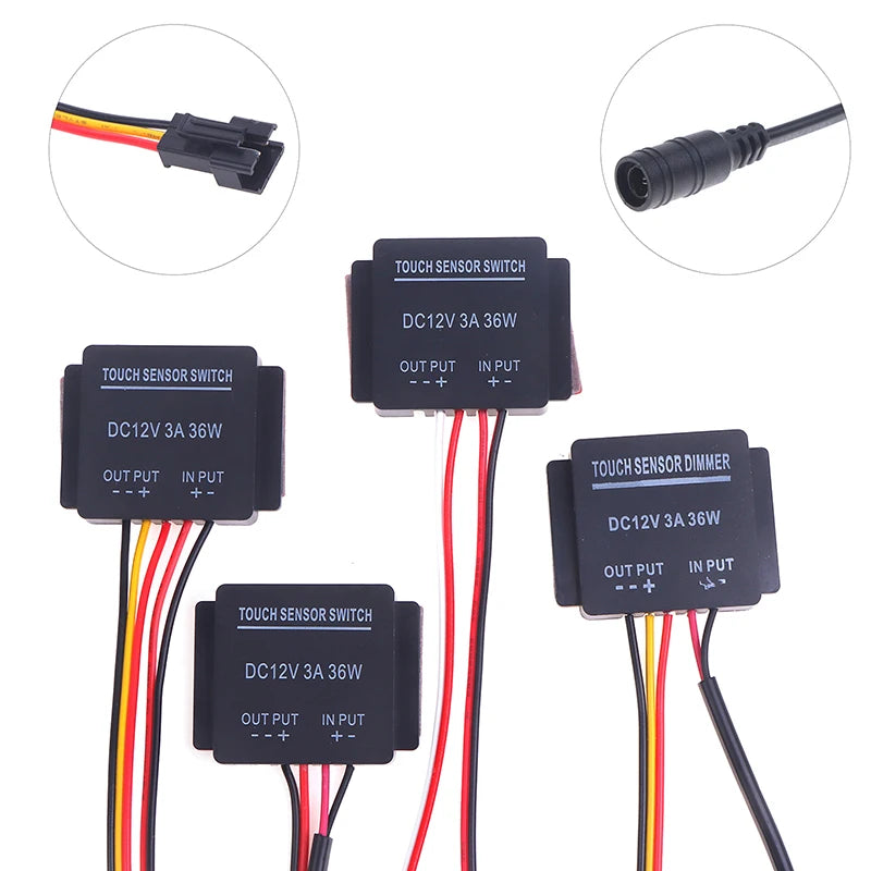 For Led Light Headlight Monochromatic Three Color Infinite Dimming DC 12-24V Bathroom Mirror Touch Induction Switch Sensor Vue