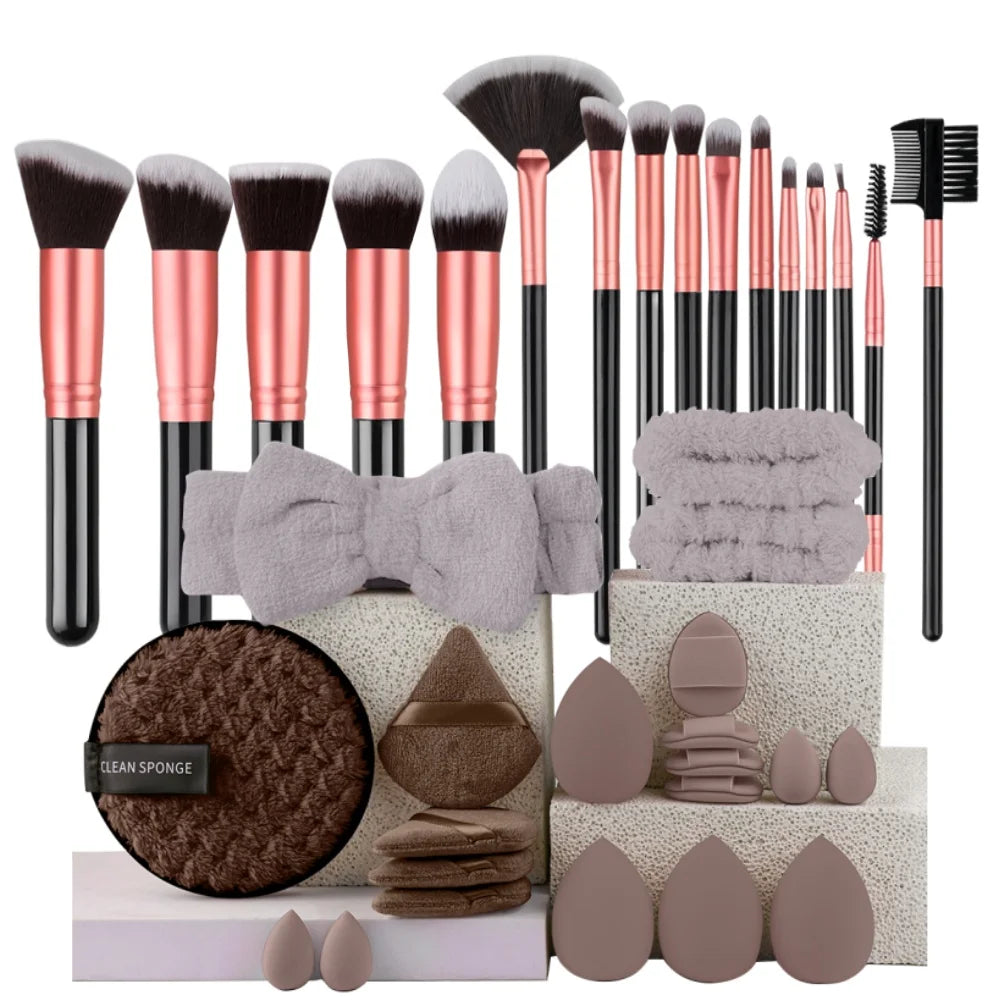 Premium Makeup Brushes Set Portable Travel Soft Eye Shadow Brush Foundation Powder Eyelash Concealer Blush Make Up Brush Set Vue AMZ-16PK-20PF