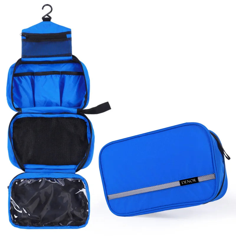 New Hanging Toiletry Bag Travel Toiletry Wash Organizer Kit for Men Women Cosmetics Make Up Sturdy Hanging Hook Shower Bags Vue DL178T3-Blue