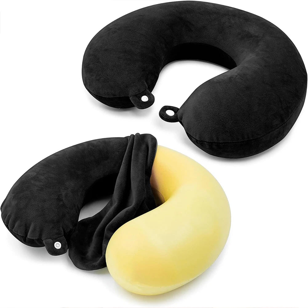 2-Pack U-Shaped Travel Neck Pillow Covers | Soft Replacement Travel Pillow Cover Vue Black China Mainland