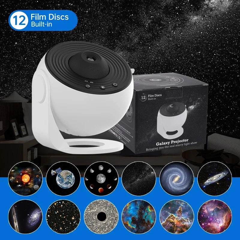 Night Light Galaxy Projector Starry Sky Projector 360° Rotate Planetarium Lamp For Kids Bedroom Valentines Day Gift Wedding Deco Vue 12 in 1 Projector USB Plug