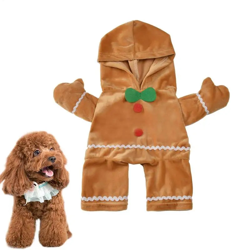 Christmas Gingerbread Dog Costume Hoodie | Warm Pet Sweater Pet Costume Hoodie Vue