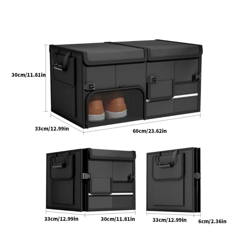 Car Trunk Storage Box Multifunctional Vehicle Storage Box Pressure-Resistant Car Organizer Foldable Car Storage Box Waterproof Vue