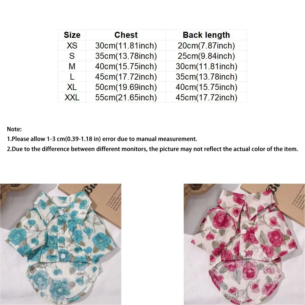 Flower Pattern Dog Shirt Breathable Thin Cat T-Shirts Soft Fabric Collared Style Dog Cooling Vest Outdoor Activities Vue
