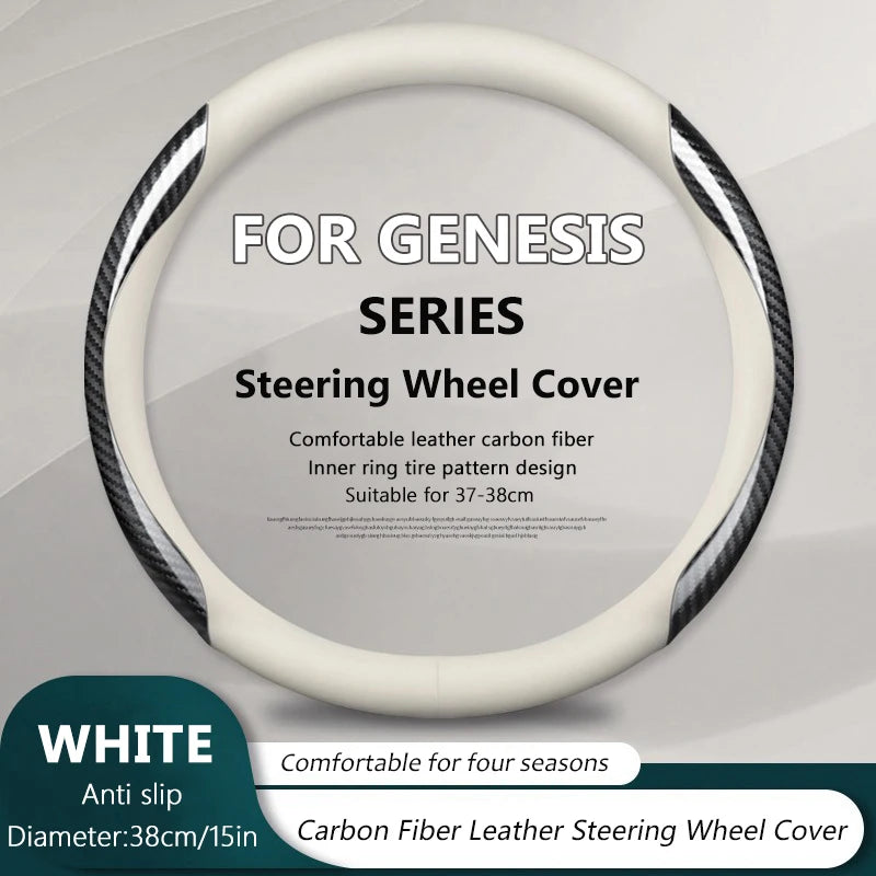 38cm/ 15in Carbon Fiber Car Steering Wheel Cover For Genesis GV60 GV70 GV80 G80 G70 G90 2023 2024 Breathable Auto Decoration Vue