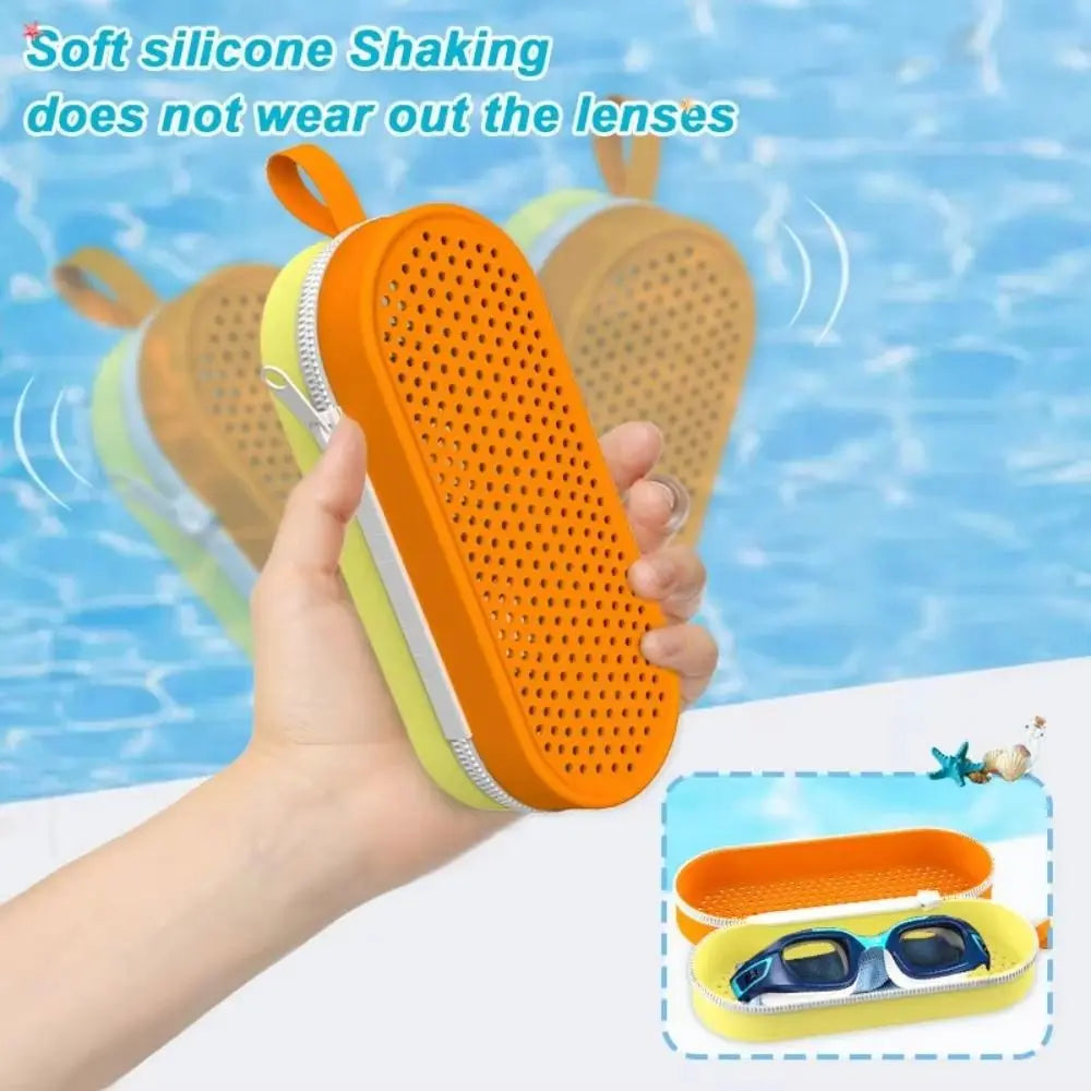 Silicone Large Capacity Dual-sided Zipper Swimming Goggles Storage Vue