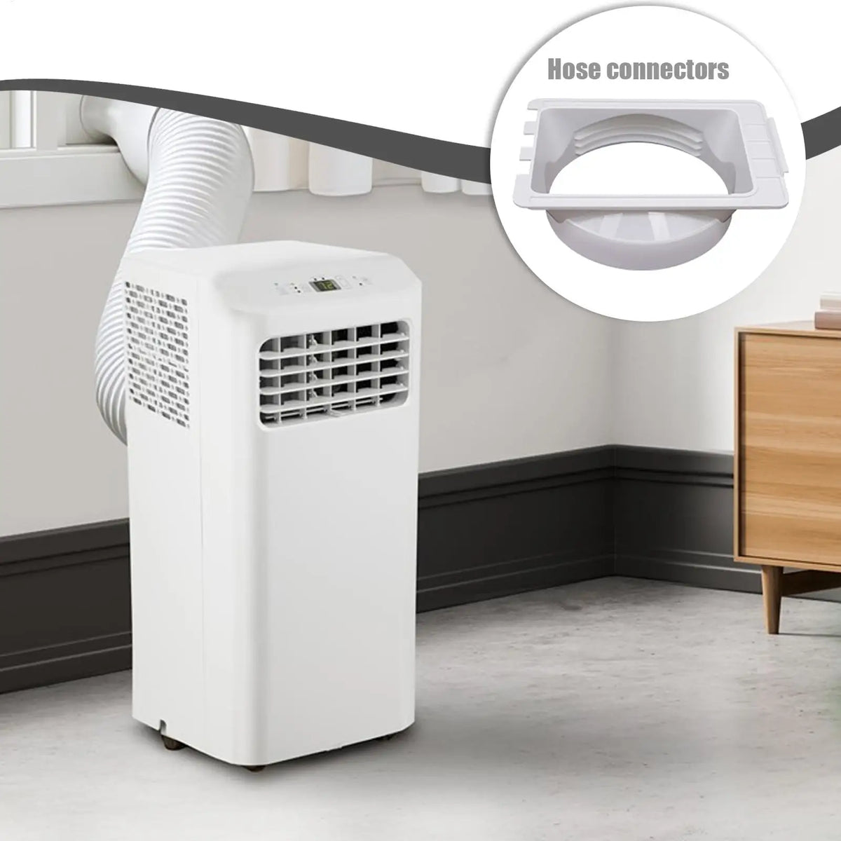 5.9" AC Exhaust Hose Coupler, Portable Air Conditioner Vent Adapter, Universal Window Tube Connector for Home Office Workplace Vue