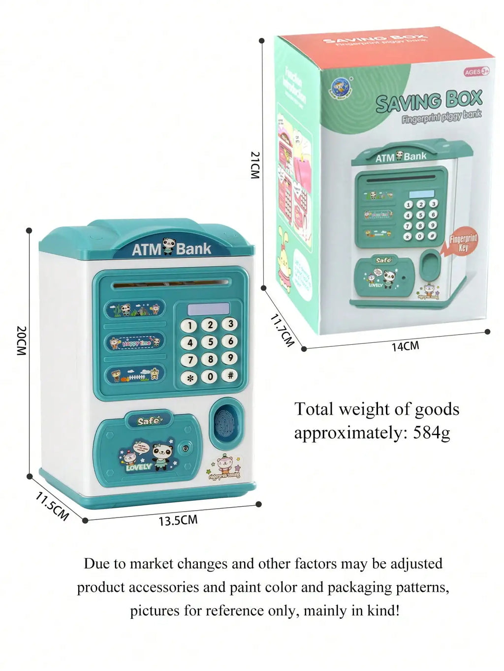 Piggy Bank with Lights, Music, and Password Unlock; Coin Storage and Electric Banknote Feeder Children's Toy Vue