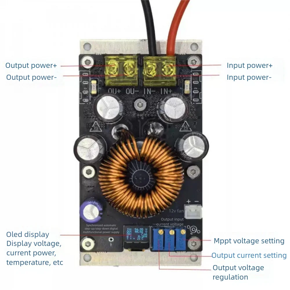 DC-DC Automatic Step-up and Step-down Power Supply Module 1000W Adjustable Constant Voltage/Current MPPT Solar Charging Board Vue