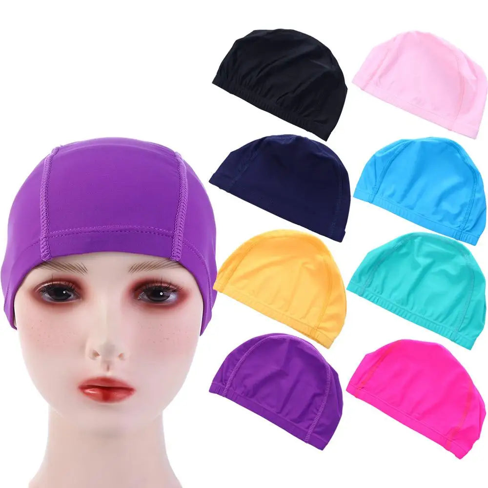 Ice silk Comfortable Turban Elastic Nylon Ultrathin Water Sport Bathing Caps Pool Hat Swimming Cap Swimming Hat Vue