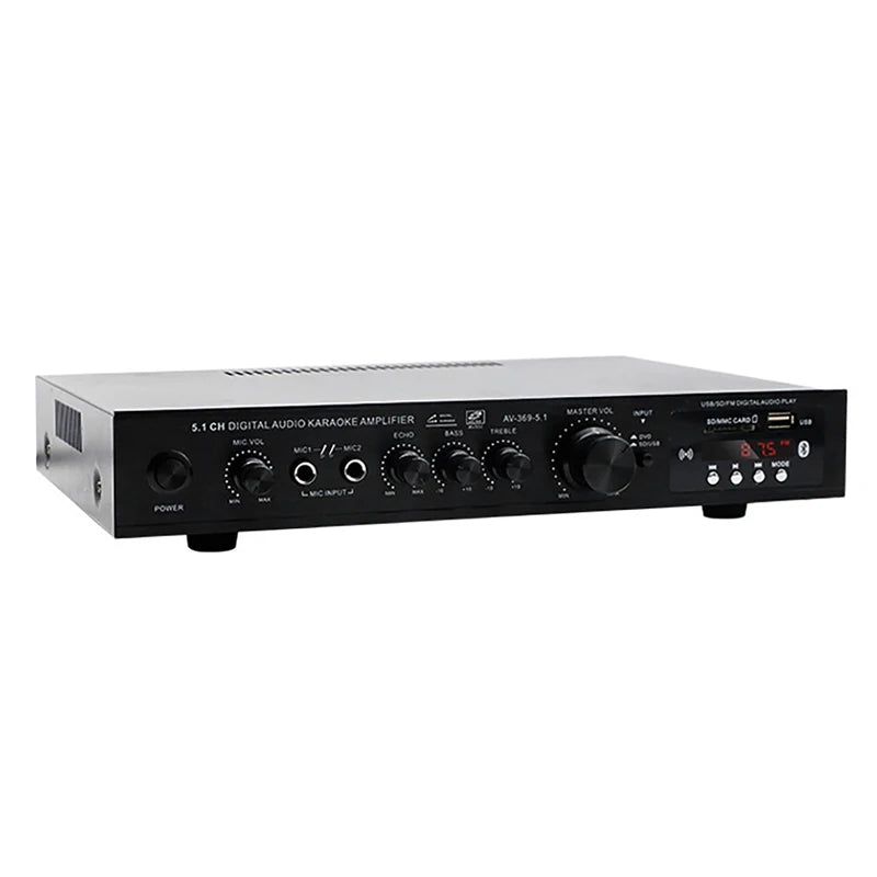 High Power Amplifier AV-369BT 6 Channel Bluetooth 5.1 Sound Speaker AMP Stereo Audio Amplifier Receiver Home Theater Amplifie Vue UK Plug