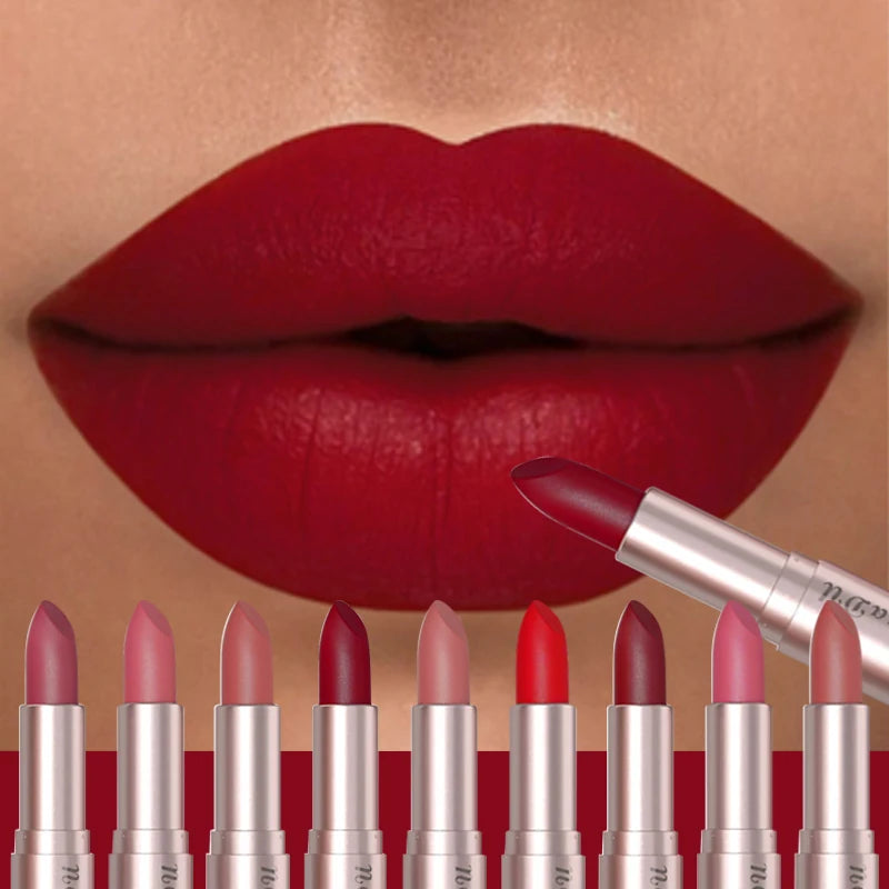12 Colors 2-in-1 Silky Velvet Matte Lip Gloss Lipstick Cosmetics Long Lasting Waterproof and Sweat Proof Nude Pink Lips Makeup Vue