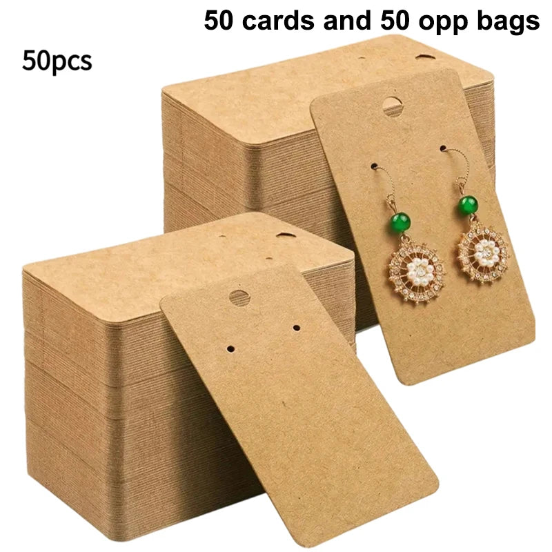 50/100 Pieces Jewelry Display Labels, Paper Earring Display Cards - DIY Nail And Hoop Earring Holders, Packaging Supplies Vue A