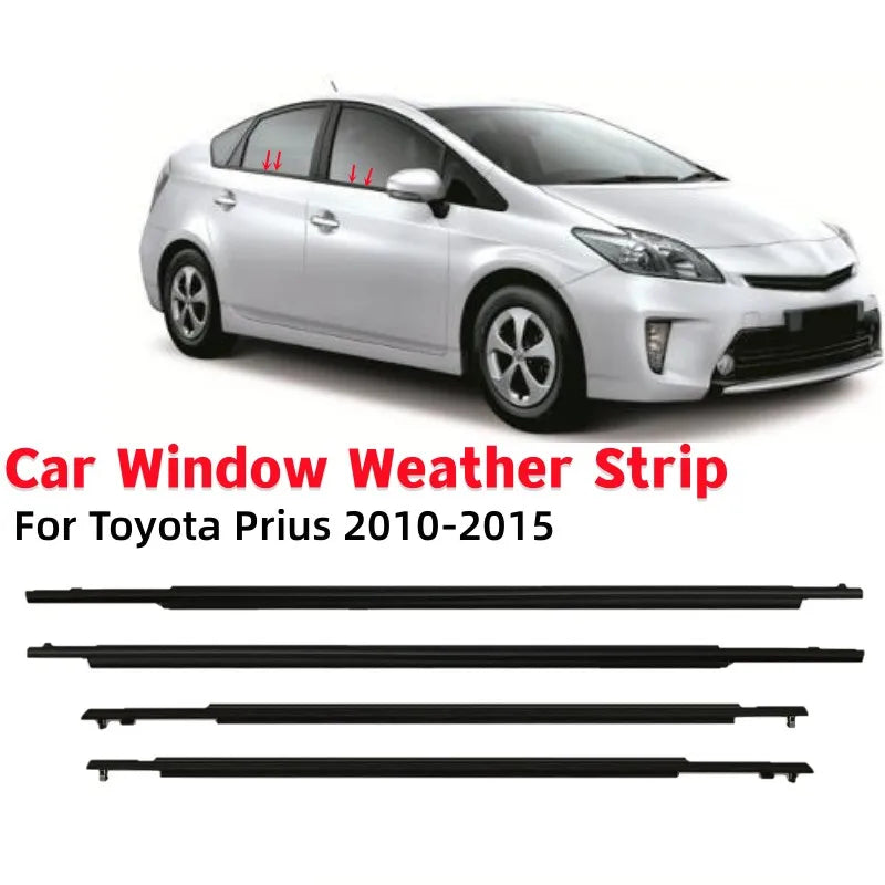 4Pcs/set Car Window Outer Weatherstrip Side Door Glass Rubber Belt Moulding Sealing Strip For Toyota Prius 2010-2015 Vue
