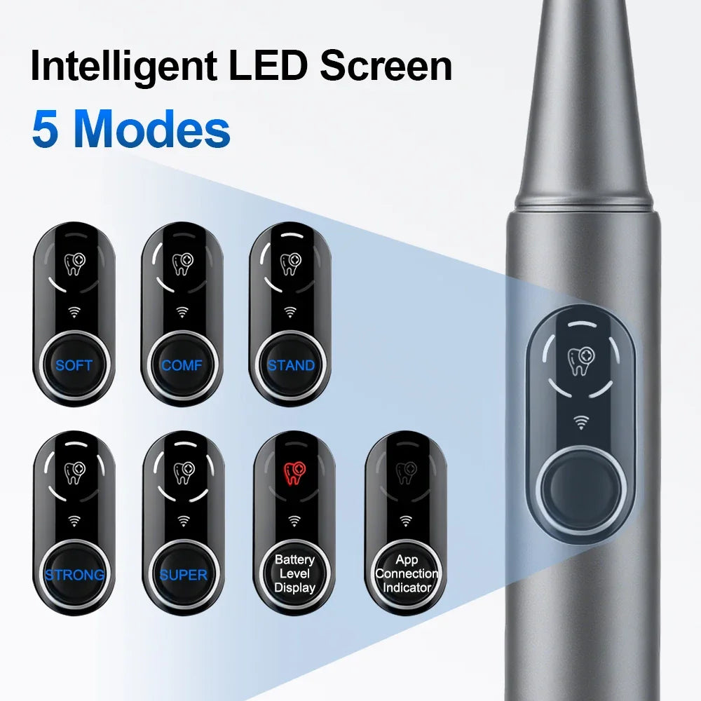 Electric Visual Ultrasonic Dental 5 Mode Scaler Teeth Tartar Removal IPX6 Waterproof Teeth Cleaning Tools Oral Care WiFi Cleaner Vue