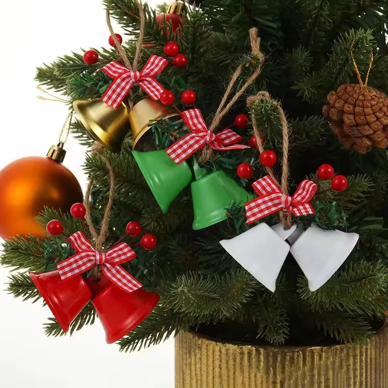 Christmas Bell Ornament Festive Double Horn Pendant for Holiday Tree and Shop Window Decoration DIY Accessory Party Supplies Vue