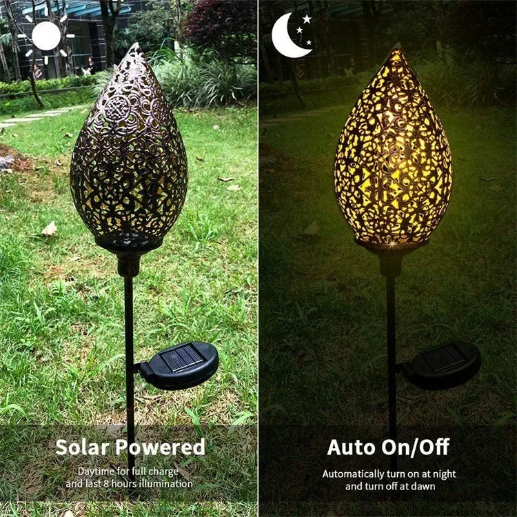 Outdoor Water Drop Shaped Solar Projection Light Waterproof Hollowed-out for Garden Patio Stair Fence Street Landscape Balcony Vue