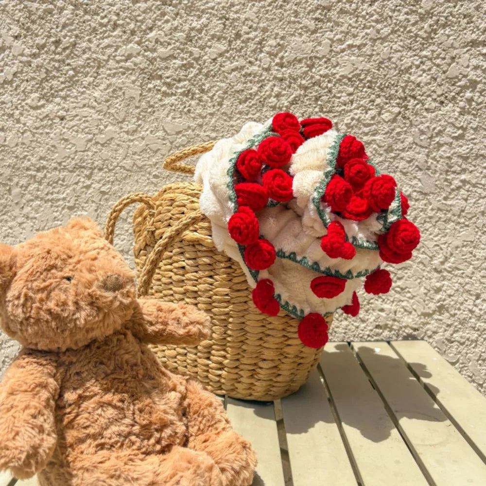 Fashion Fleece Rose Bouquet Blanket Soft Warm Crocheted Flower Blanket Finished Handmade Floral Throw Blanket Wedding Gift Vue
