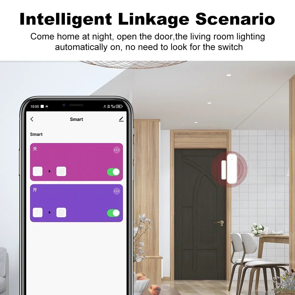 Zigbee3.0 Burglar Prevention Door Window Sensor Wireless Magnetic Opening Detector With Smart Life Alarm Notice Voice Control Vue
