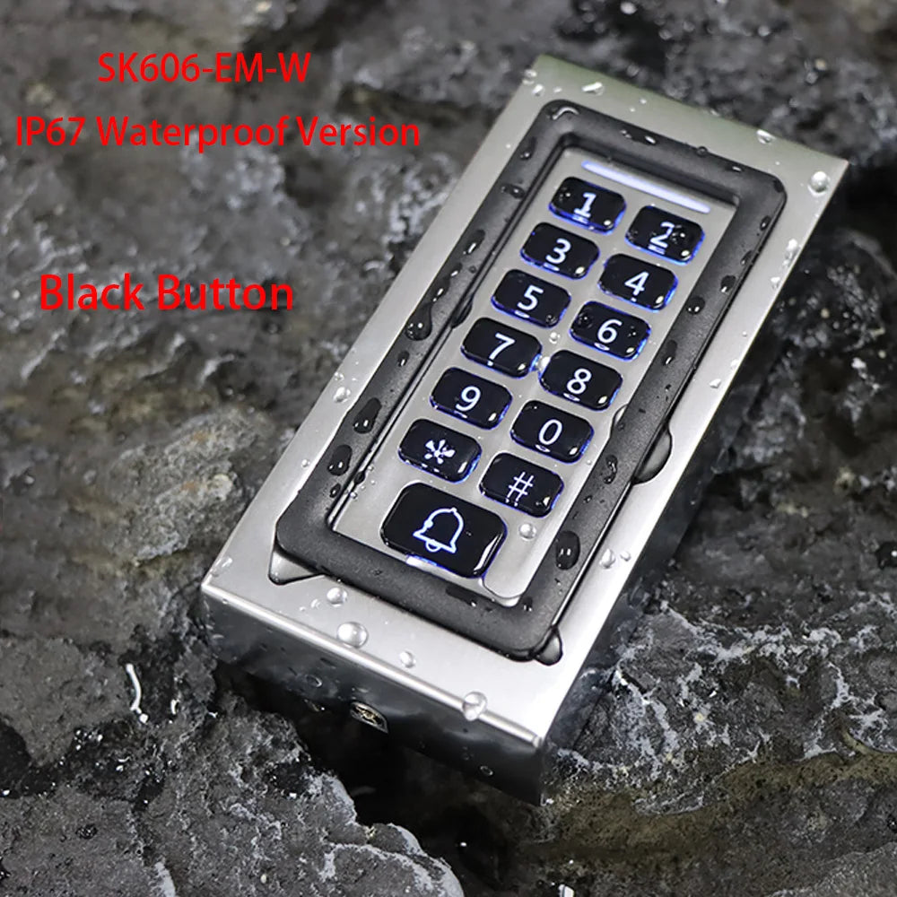 LED Backlight Metal Keypad Wiegand RFID Card Reader 125khz Access Control System Proximity Card Standalone 2000 Users Door Lock Vue SK606-EM-W black