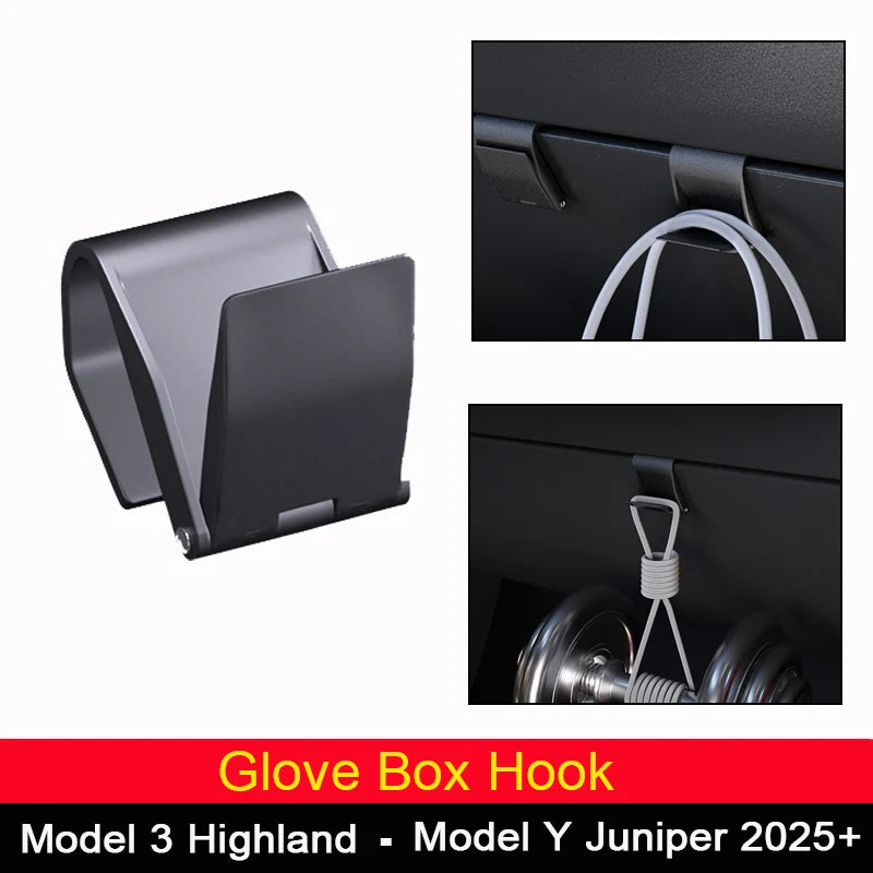 Hook for Tesla Model Y 2025 Juniper Accessories Glove Box Hidden Hook Clip for Tesla Model 3 2024-2025 Highland Accessories Vue