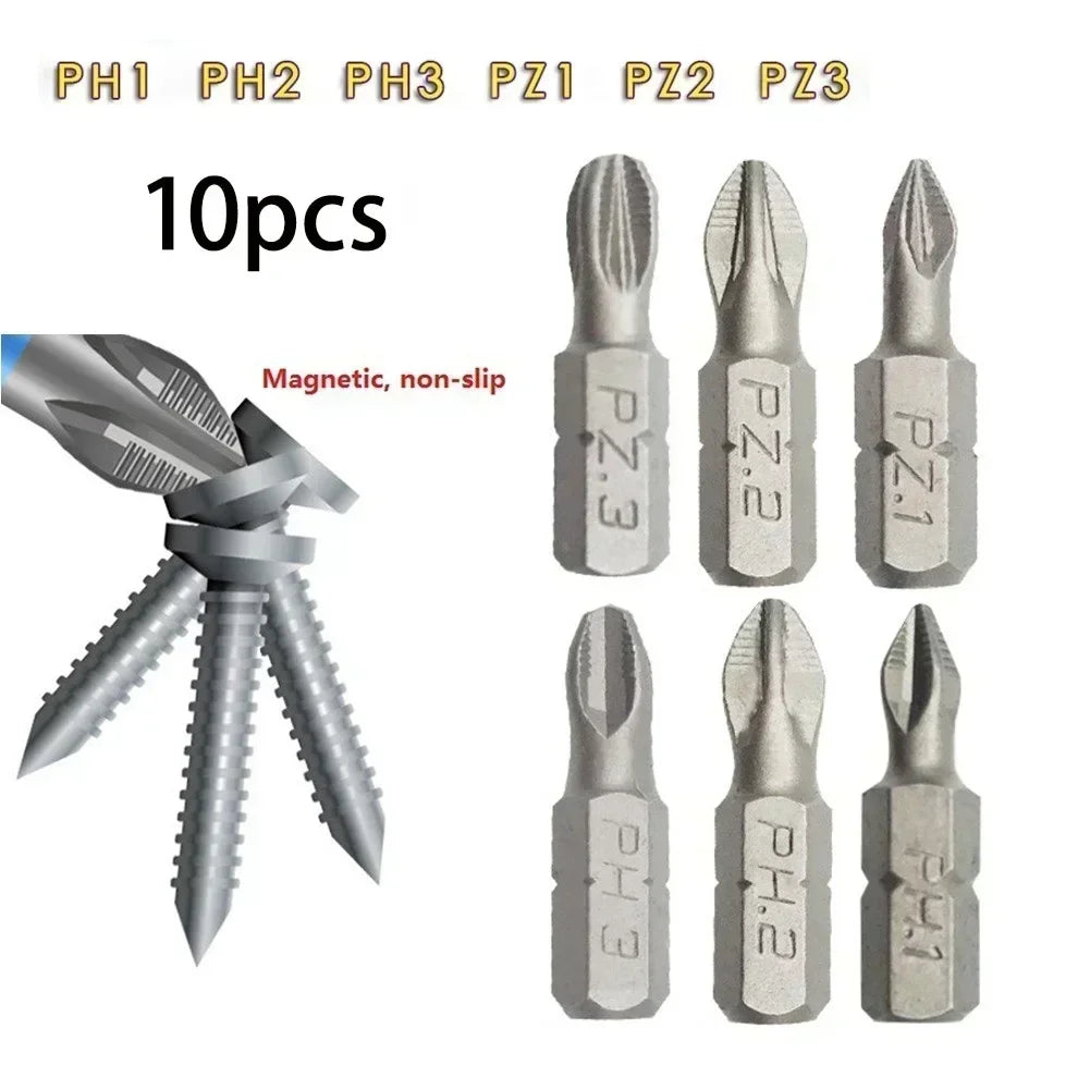 10-Pc Magnetic Hex Shank Screwdriver Bit Set PH PZ 25mm Screwdriver Bit Set Vue