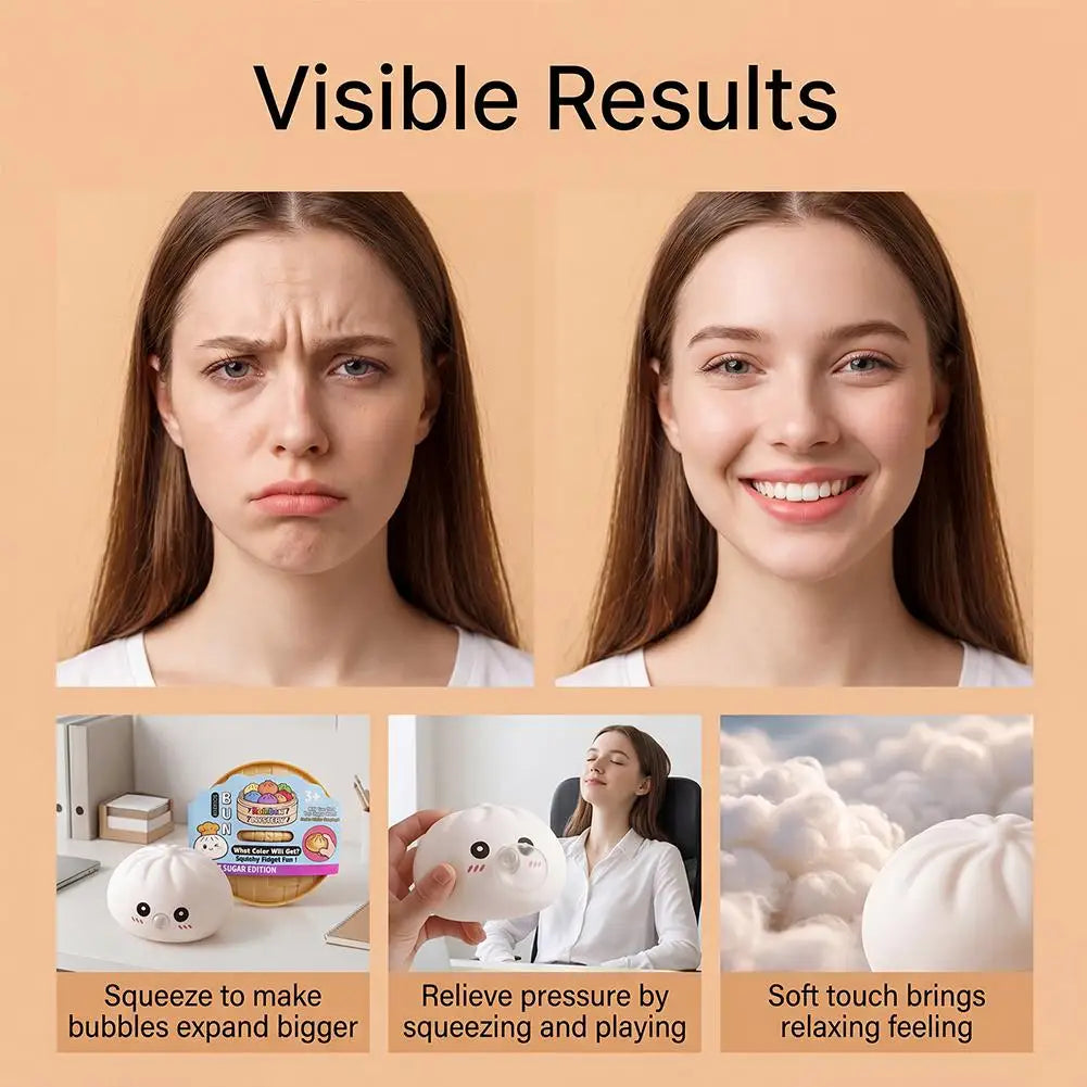 Soft Silicone Dumpling Pinch Toys Rebound Steamed Bun Squeeze Ball Blowing Bubbles Squishy Relief Stress Mystery Blind Box Gifts Vue