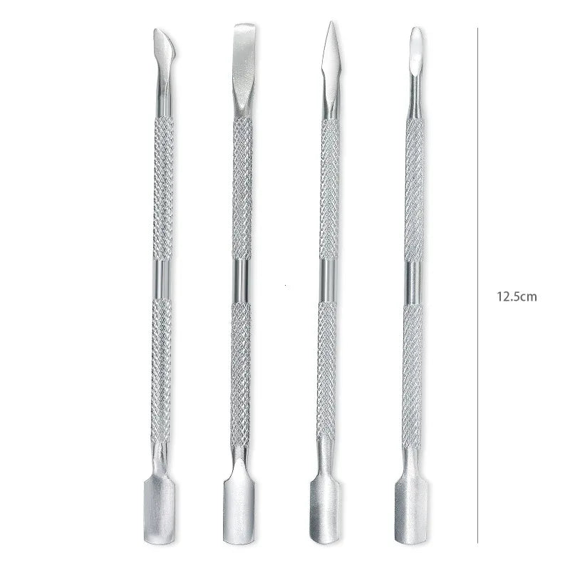 Professional Stainless Steel Dual-Ended Cuticle Pusher - Nail & Dead Skin Remover for Manicure and Pedicure - Essential Nail Art Vue