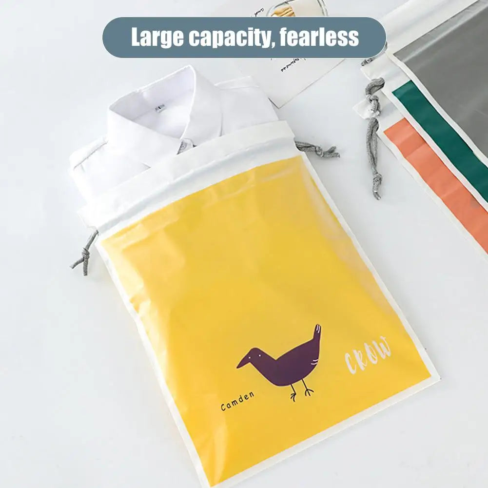 Waterproof Drawstring Bag Double Layer Travel Organizer Cartoon Portable Laundry Pouch for Socks Underwear Dirty Clothes Vue