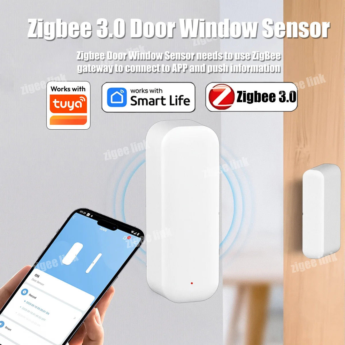 Smart Window Door Sensor Zigbee3.0 Tuya Smart Home Security Alarm System App Remote Monitor Via Alexa Google Home Smart Vue