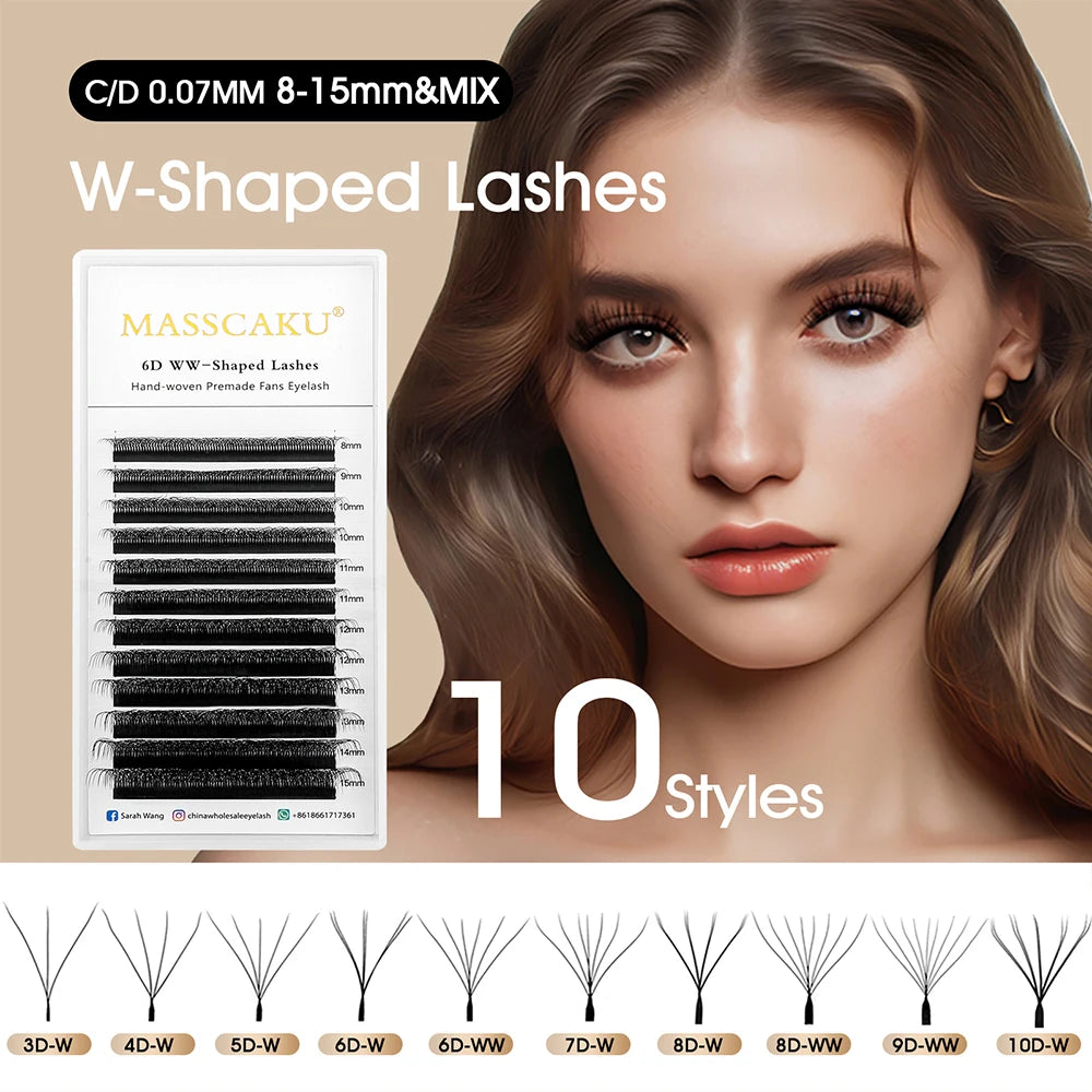 Customized Private Logo Fast Grafting Multi-texture Premade Volume Fans Eyelash 0.07mm Easy Fanning W Clover Lashes Makeup Tools Vue