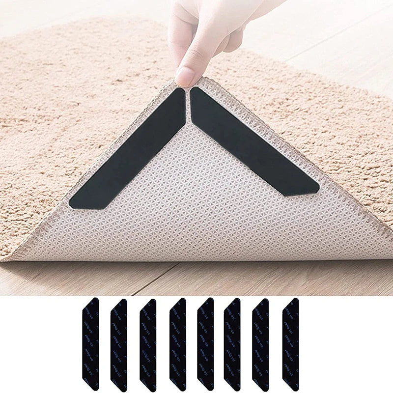 8/16pcs Carpet Non-slip Sticker Washable Anti-slip Mat Anti Curling Rug Pads Floor Carpet Corner Clip Fixed Grippers Tape Vue