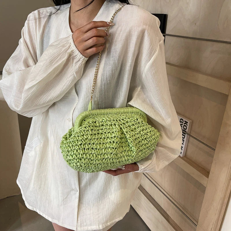 Summer Straw Weaving Crossbody Bag Fashionable Casual Shell Women's