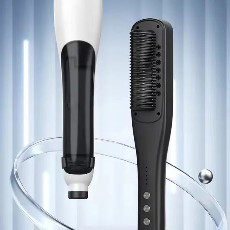 2-in-1 Steam Hair Straightener Brush & Curler – Negative Ion Hair Straightener Brush Vue