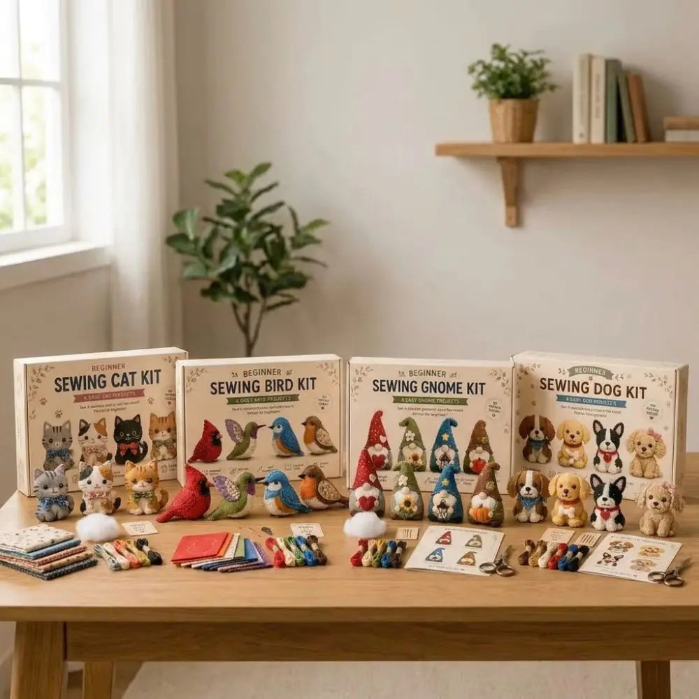 Pre-cut Fabric 3D Felt Sewing DIY Kit Cartoon Bird Animal Charm DIY Sewing Art Craft Set Unique Cat Dog Gnome Vue